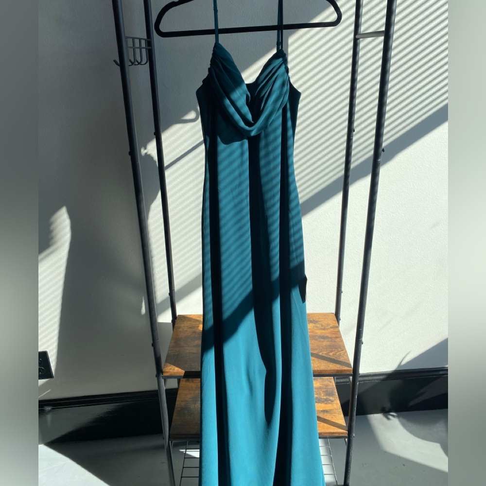 Brand New Lulus Captivated Emerald Green Cowl Neck Maxi Dress